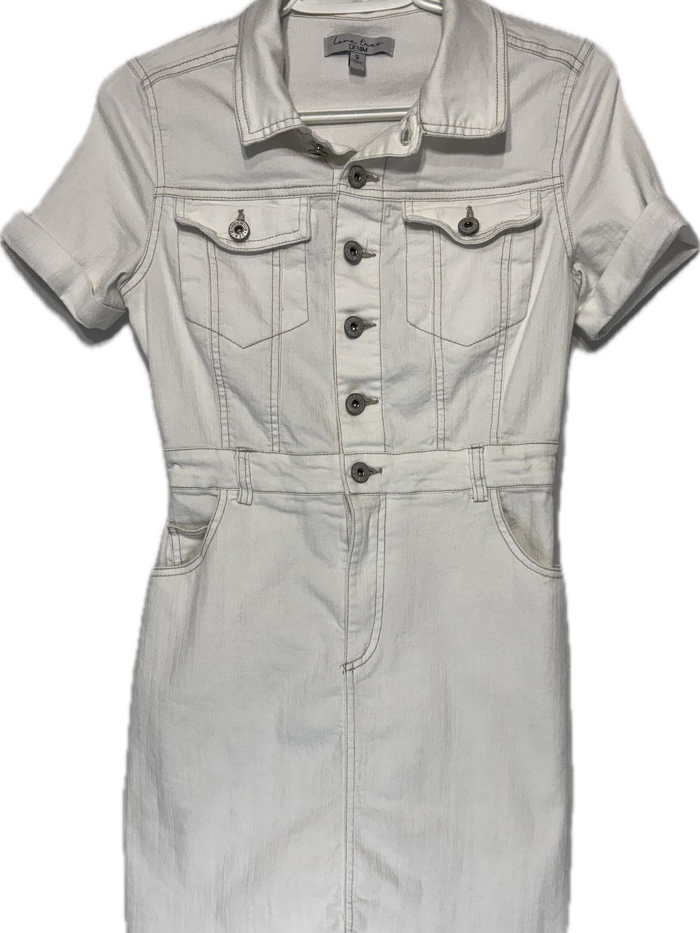 Love Tree White Denim Mini Tshirt Dress Minimalist Y2K Full Denim Mini Outfit